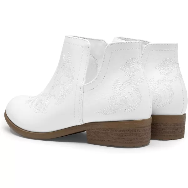 imageDREAM PAIRS Girls Ankle Cowgirl Cowboy Boots Short Western BootiesWhite