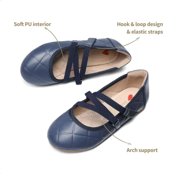 imageDREAM PAIRS Girls Ballerina Dress Shoes Flower Girl Mary Jane Ballet FlatsNavy
