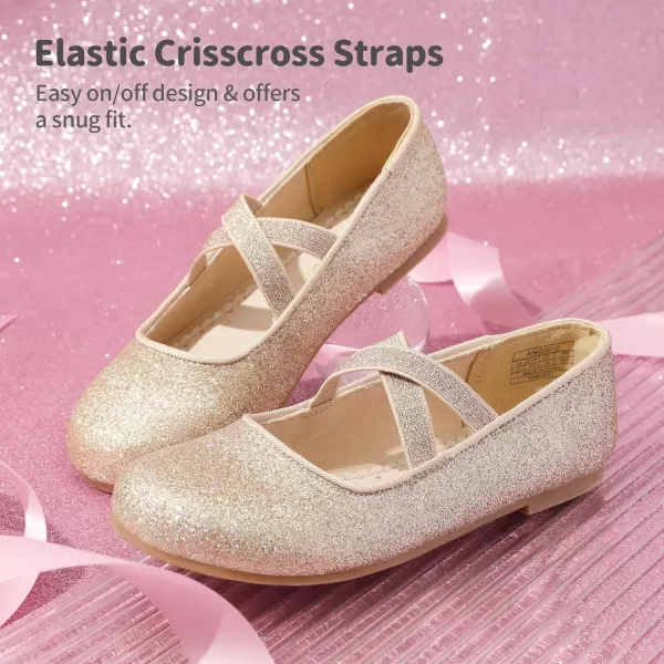 imageDREAM PAIRS Girls Ballerina Dress Shoes Mary Jane FlatsGold
