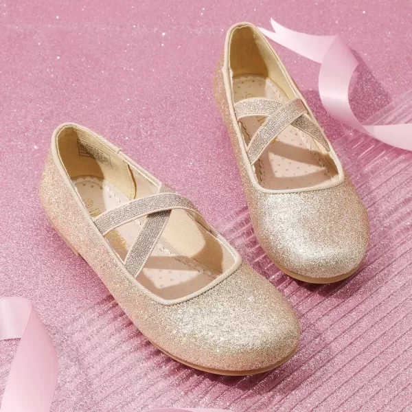 imageDREAM PAIRS Girls Ballerina Dress Shoes Mary Jane FlatsGold