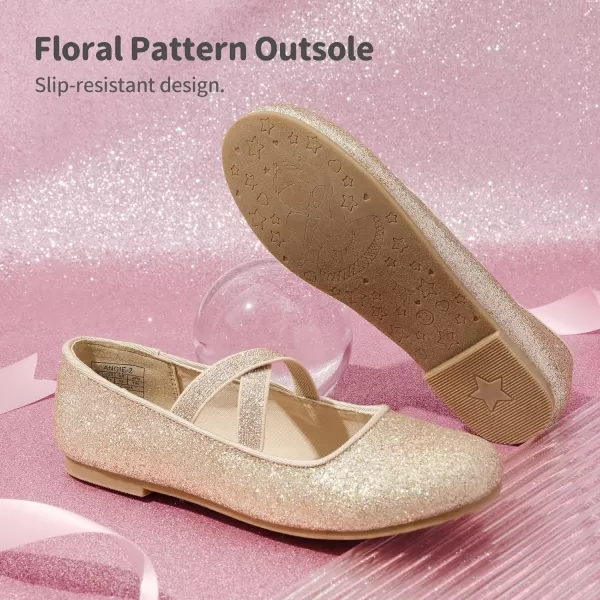 imageDREAM PAIRS Girls Ballerina Dress Shoes Mary Jane FlatsGold