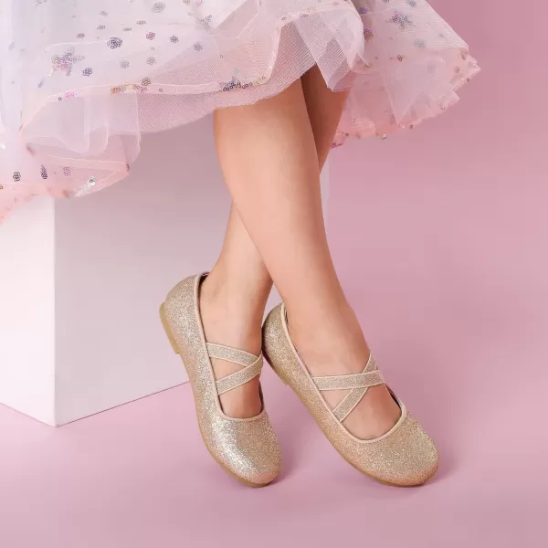 imageDREAM PAIRS Girls Ballerina Dress Shoes Mary Jane FlatsGold