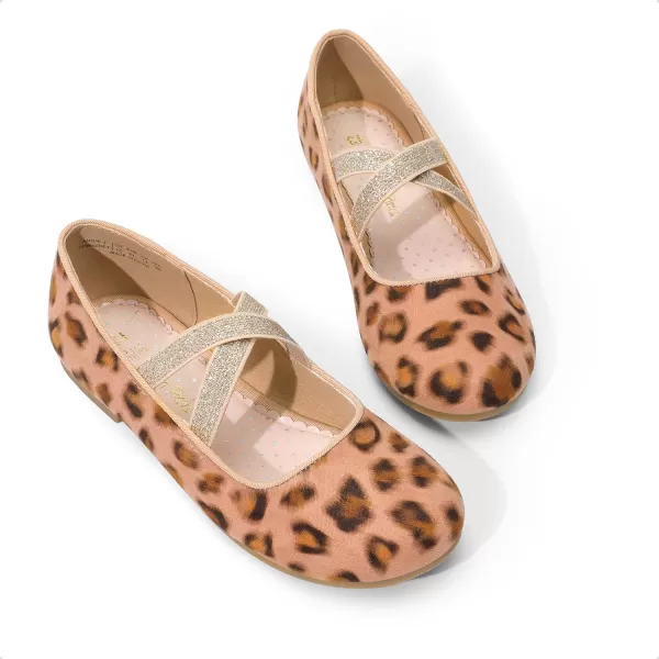 imageDREAM PAIRS Girls Ballerina Dress Shoes Mary Jane FlatsLeopard