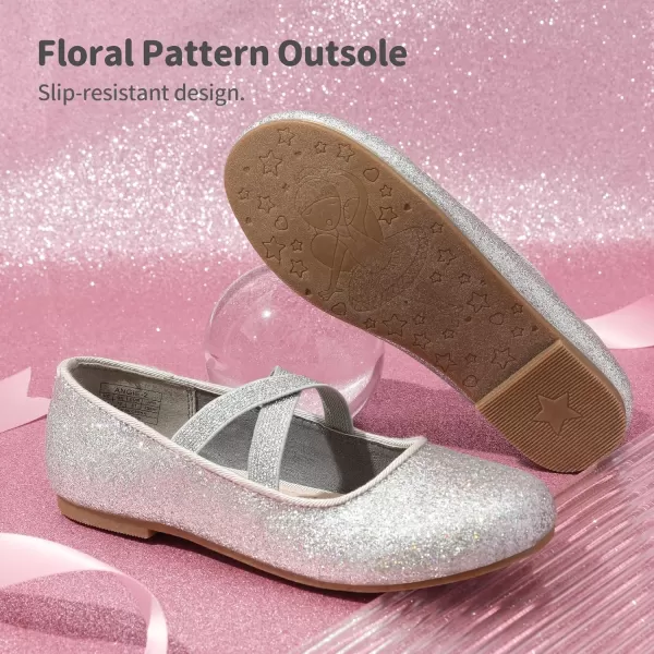 imageDREAM PAIRS Girls Ballerina Dress Shoes Mary Jane FlatsSilver