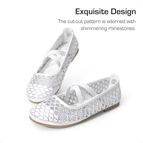 imageDREAM PAIRS Girls Ballerina Dress Shoes Mary Jane FlatsWhitehollow