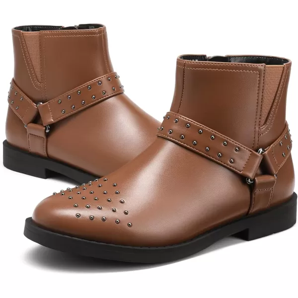 imageDREAM PAIRS Girls Boots Ankle Fashion Boots Little KidBig KidBrown