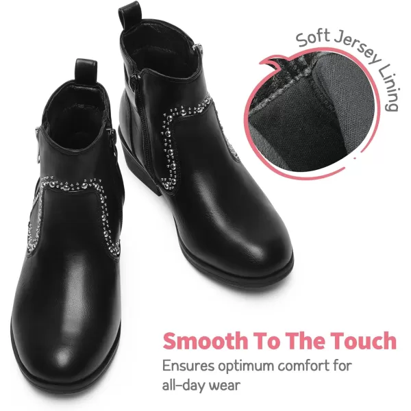 imageDREAM PAIRS Girls Boots Low Heel Side Zipper Ankle Booties Little KidBig KidBlack
