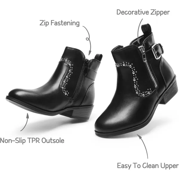 imageDREAM PAIRS Girls Boots Low Heel Side Zipper Ankle Booties Little KidBig KidBlack