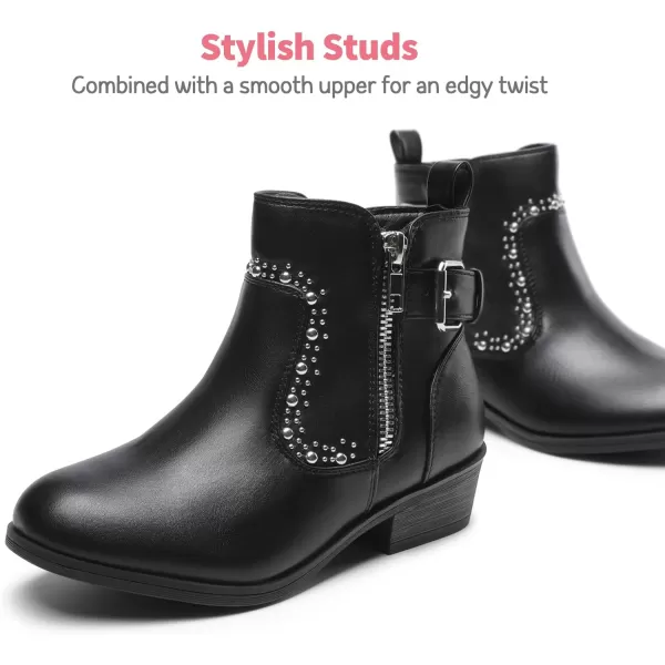 imageDREAM PAIRS Girls Boots Low Heel Side Zipper Ankle Booties Little KidBig KidBlack