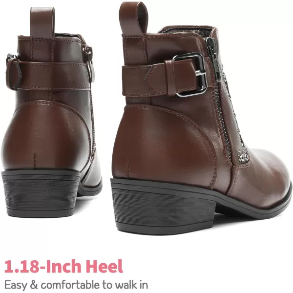 imageDREAM PAIRS Girls Boots Low Heel Side Zipper Ankle Booties Little KidBig KidBrown