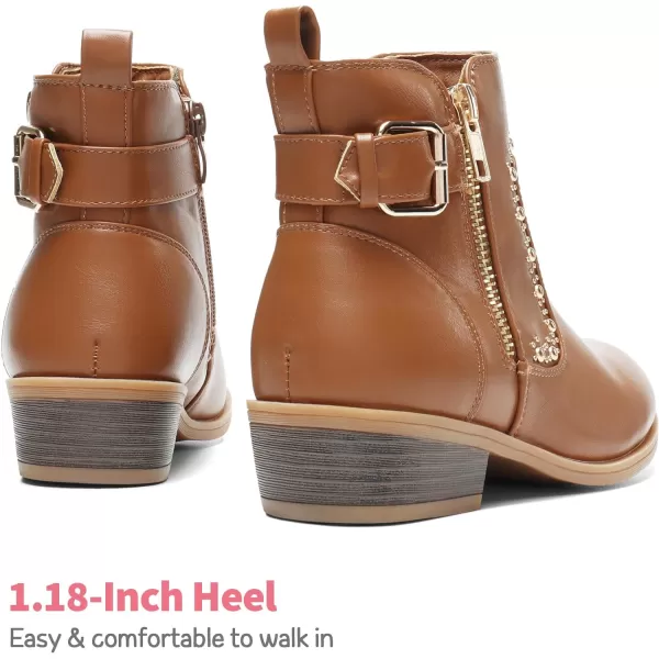 imageDREAM PAIRS Girls Boots Low Heel Side Zipper Ankle Booties Little KidBig KidCamel