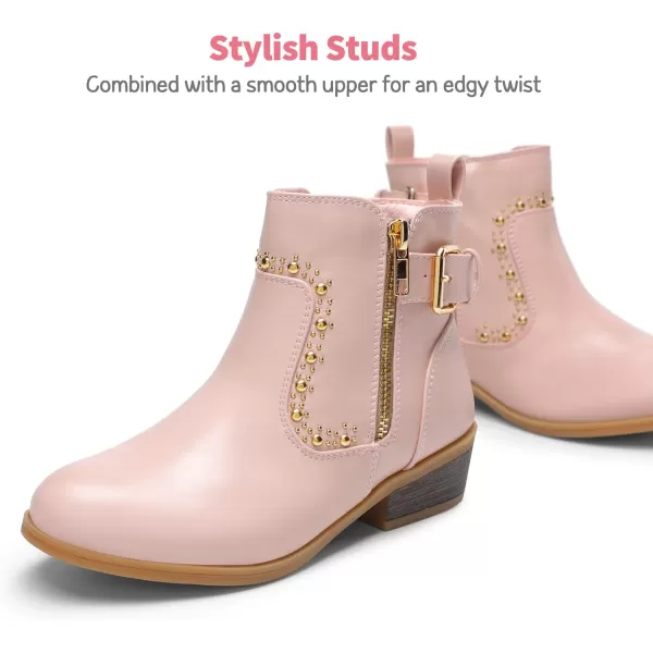 imageDREAM PAIRS Girls Boots Low Heel Side Zipper Ankle Booties Little KidBig KidPink