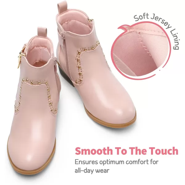imageDREAM PAIRS Girls Boots Low Heel Side Zipper Ankle Booties Little KidBig KidPink