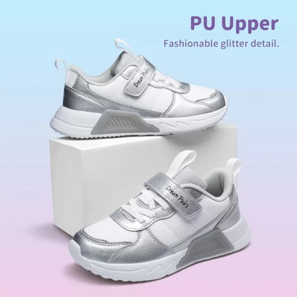 imageDREAM PAIRS Girls Boys Sneakers ToddlerLittle Kids Casual Lightweight Tennis Sneakers Walking Glitter ShoesSilver