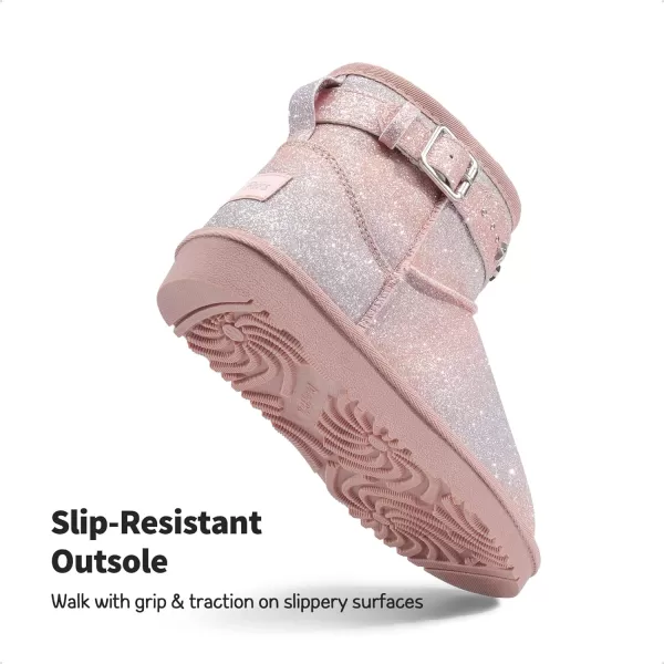 imageDREAM PAIRS Girls Boys Snow Boots Faux Fur Lined Kids Winter Ankle Shoes for ToddlerLittle KidBig KidPinkRainbow1