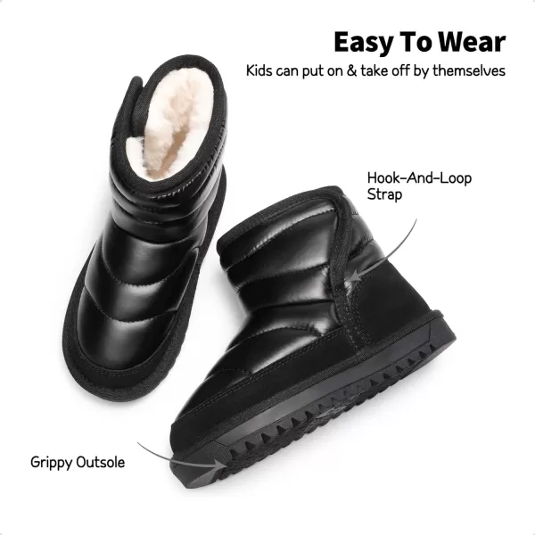 imageDREAM PAIRS Girls Boys Snow Boots Kids Winter Ankle Shoes 10mm Puffy Faux Fur Lined for LittleBig KidBlack