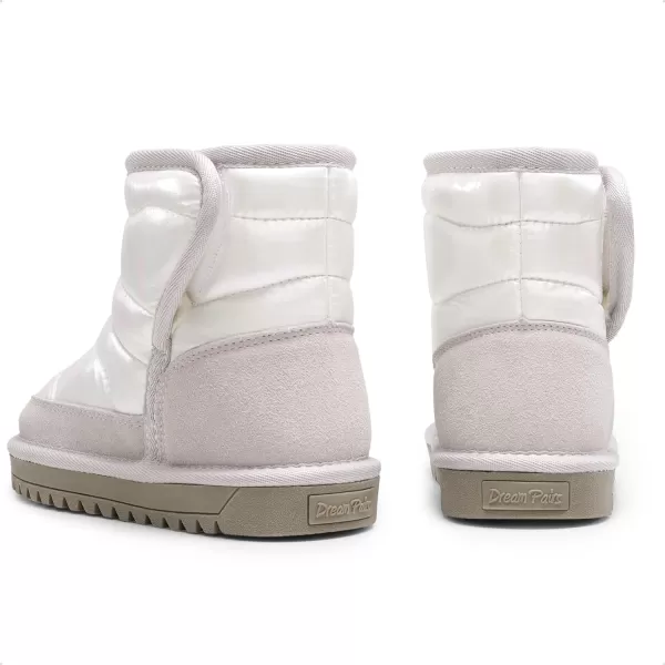 imageDREAM PAIRS Girls Boys Snow Boots Kids Winter Ankle Shoes 10mm Puffy Faux Fur Lined for LittleBig KidIvoryGrey