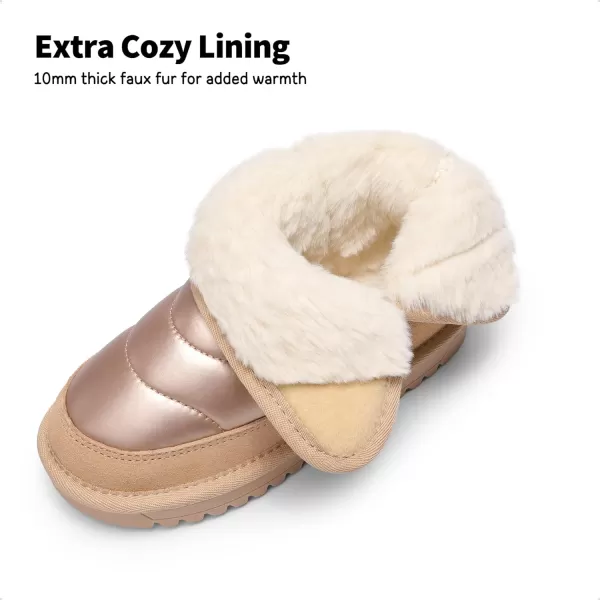 imageDREAM PAIRS Girls Boys Snow Boots Kids Winter Ankle Shoes 10mm Puffy Faux Fur Lined for LittleBig KidRose Gold