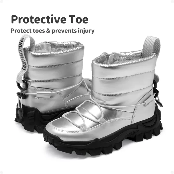 imageDREAM PAIRS Girls Boys Snow Boots Slip Resistant Outdoor Warm Ankle Winter Shoes ToddlerLittle KidSilver