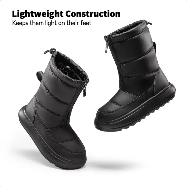 imageDREAM PAIRS Girls Boys Snow Foldable Boots Shaft Lightweight Mid Calf Winter Shoes for LittleBig KidBlack