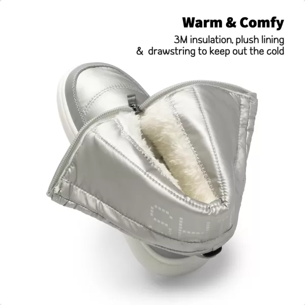 imageDREAM PAIRS Girls Boys Snow Foldable Boots Shaft Lightweight Mid Calf Winter Shoes for LittleBig KidLight Grey