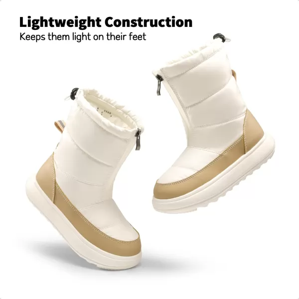 imageDREAM PAIRS Girls Boys Snow Foldable Boots Shaft Lightweight Mid Calf Winter Shoes for LittleBig KidWhite
