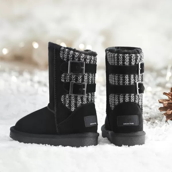 imageDREAM PAIRS Girls Boys Winter Boots Faux Fur Lined Mid Calf Kids Snow Tall Shoes for Little KidBig KidBlack