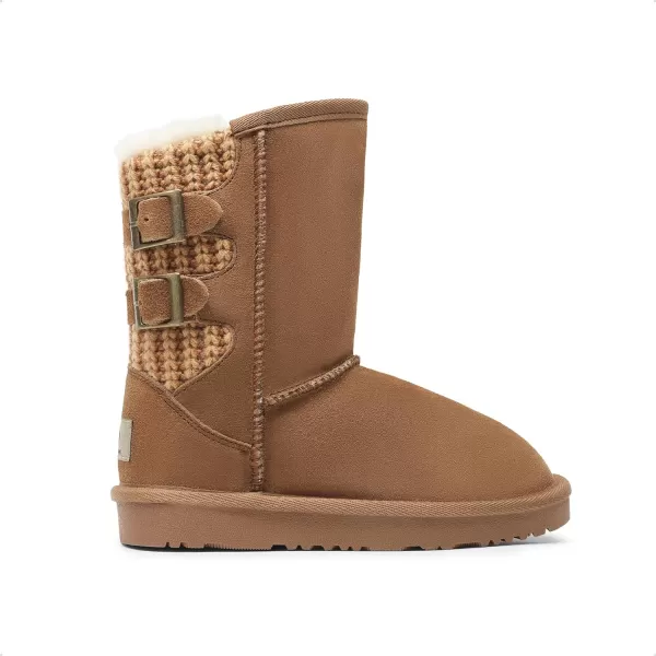imageDREAM PAIRS Girls Boys Winter Boots Faux Fur Lined Mid Calf Kids Snow Tall Shoes for Little KidBig KidChesnut