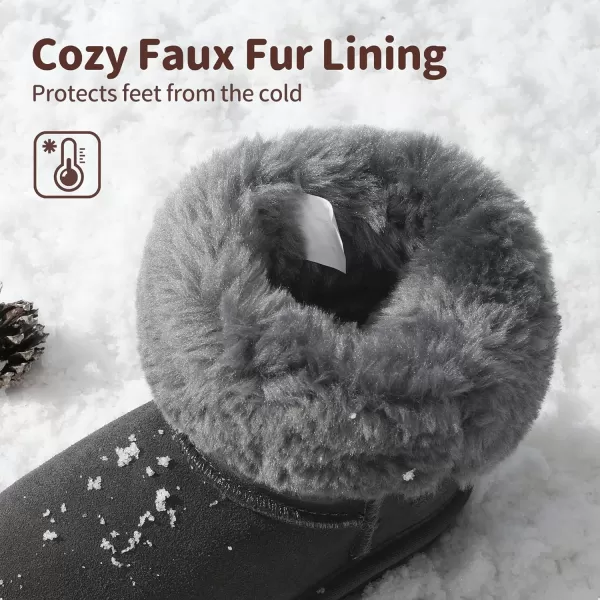 imageDREAM PAIRS Girls Boys Winter Boots Faux Fur Lined Mid Calf Kids Snow Tall Shoes for Little KidBig KidGrey
