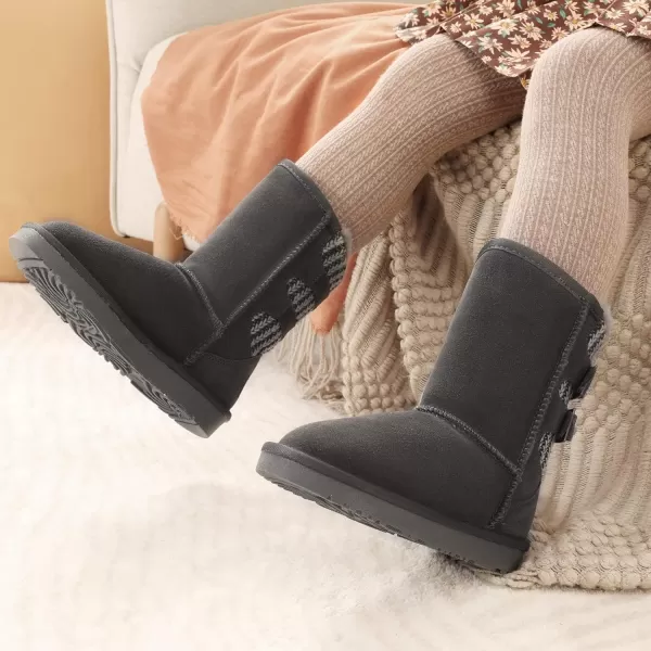 imageDREAM PAIRS Girls Boys Winter Boots Faux Fur Lined Mid Calf Kids Snow Tall Shoes for Little KidBig KidGrey