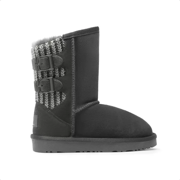imageDREAM PAIRS Girls Boys Winter Boots Faux Fur Lined Mid Calf Kids Snow Tall Shoes for Little KidBig KidGrey