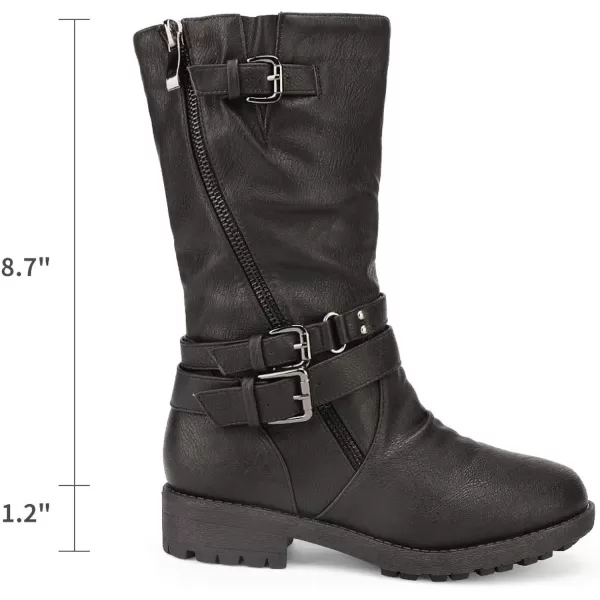 imageDREAM PAIRS Girls Buckle Zipper Knee High Winter BootsBlack