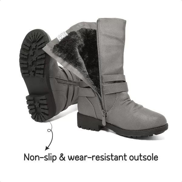 imageDREAM PAIRS Girls Buckle Zipper Knee High Winter BootsGrey