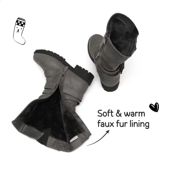 imageDREAM PAIRS Girls Buckle Zipper Knee High Winter BootsGrey