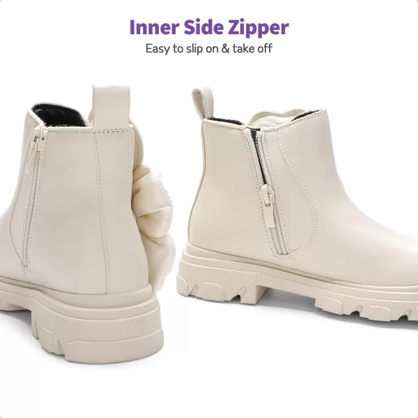 imageDREAM PAIRS Girls Chelsea Boots Side Zipper Interchangeable Accessories Ankle Booties ToddlerLittle KidBig KidBeige