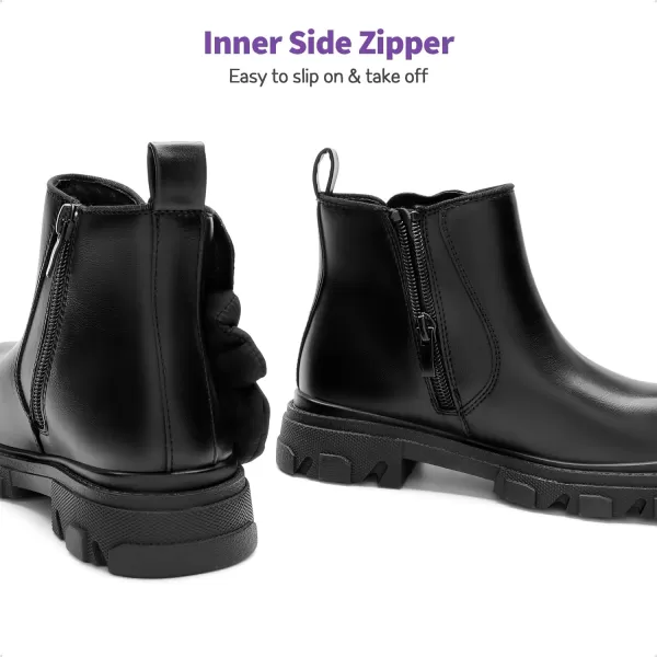 imageDREAM PAIRS Girls Chelsea Boots Side Zipper Interchangeable Accessories Ankle Booties ToddlerLittle KidBig KidBlack