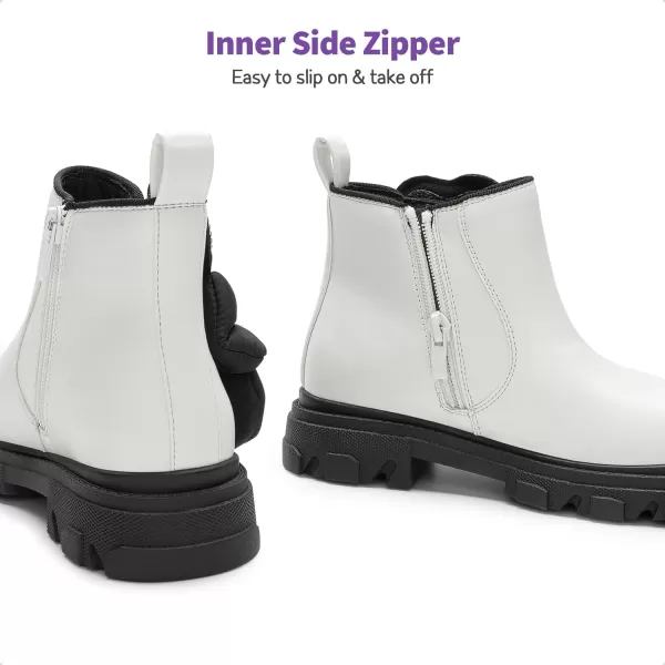 imageDREAM PAIRS Girls Chelsea Boots Side Zipper Interchangeable Accessories Ankle Booties ToddlerLittle KidBig KidWhiteBlack