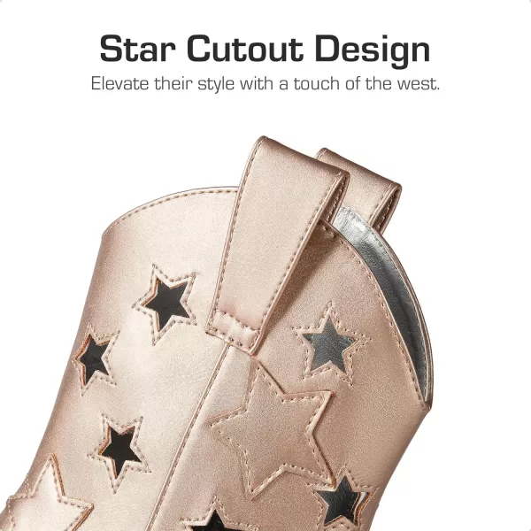 imageDREAM PAIRS Girls Cowgirl Boots Cowboy Western Mid Calf Star Boots for KidsRose Goldstar Holes
