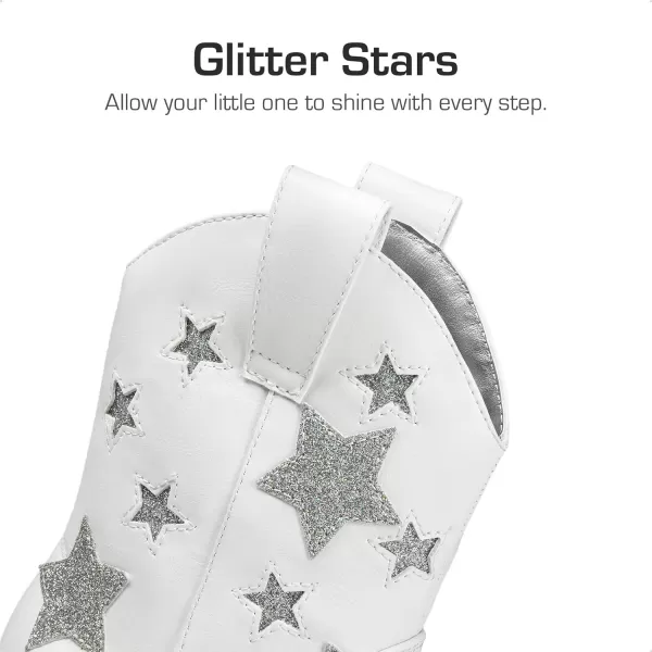 imageDREAM PAIRS Girls Cowgirl Boots Cowboy Western Mid Calf Star Boots for KidsWhite