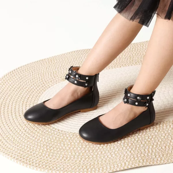 imageDREAM PAIRS Girls Dress Shoes Ankle Strap Flower Girl Ballet FlatsBlack