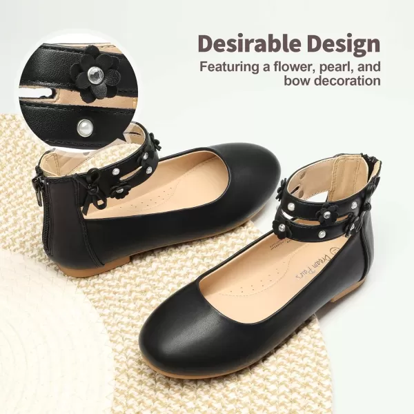 imageDREAM PAIRS Girls Dress Shoes Ankle Strap Flower Girl Ballet FlatsBlack