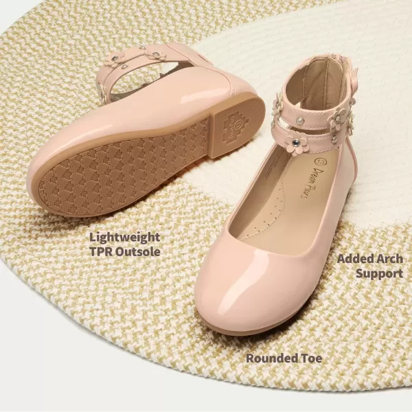 imageDREAM PAIRS Girls Dress Shoes Ankle Strap Flower Girl Ballet FlatsPink