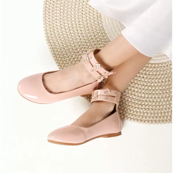 imageDREAM PAIRS Girls Dress Shoes Ankle Strap Flower Girl Ballet FlatsPink