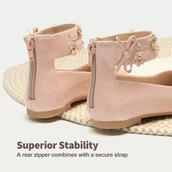 imageDREAM PAIRS Girls Dress Shoes Ankle Strap Flower Girl Ballet FlatsPink
