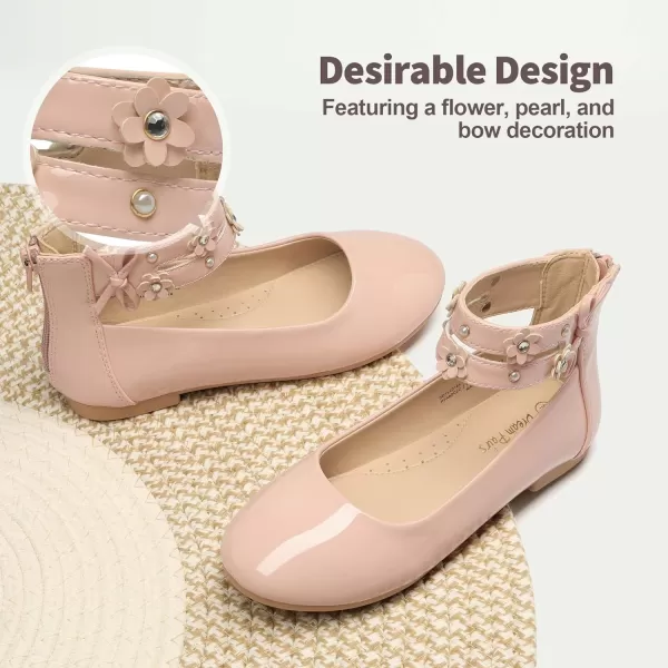 imageDREAM PAIRS Girls Dress Shoes Ankle Strap Flower Girl Ballet FlatsPink