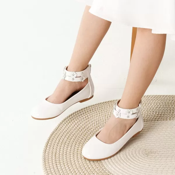 imageDREAM PAIRS Girls Dress Shoes Ankle Strap Flower Girl Ballet FlatsWhite
