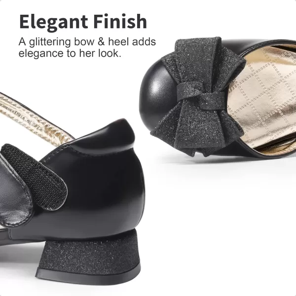 imageDREAM PAIRS Girls Dress Shoes Closed Toe Low Heels Ankle Strap Bow Ballet Wedding Party Sandals Princess Flower ShoesBlack