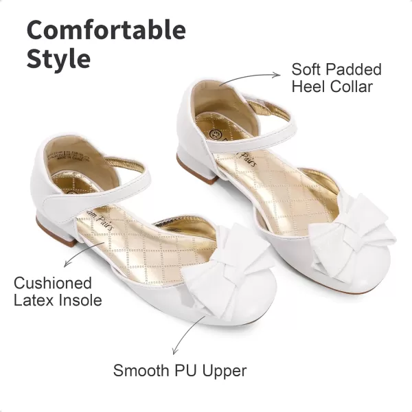 imageDREAM PAIRS Girls Dress Shoes Closed Toe Low Heels Ankle Strap Bow Ballet Wedding Party Sandals Princess Flower ShoesWhite