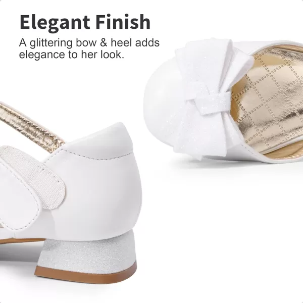 imageDREAM PAIRS Girls Dress Shoes Closed Toe Low Heels Ankle Strap Bow Ballet Wedding Party Sandals Princess Flower ShoesWhite