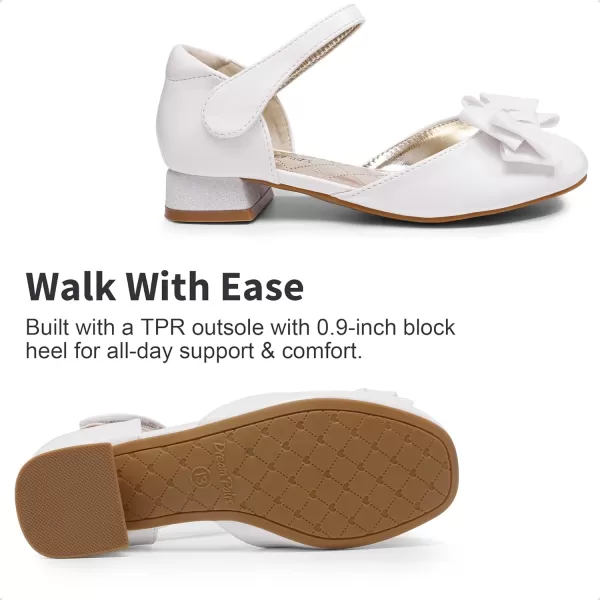 imageDREAM PAIRS Girls Dress Shoes Closed Toe Low Heels Ankle Strap Bow Ballet Wedding Party Sandals Princess Flower ShoesWhite